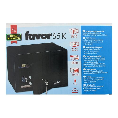Seif mobila BurgWächter® FavorS5K cheie 250x350x250 mm