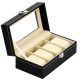 Depozitar ceasuri Ellit® CARE4 piele ecologica 80x205x110 mm negru