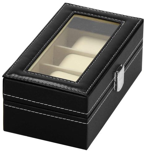 Depozitar ceasuri Ellit® CARE4 piele ecologica 80x205x110 mm negru